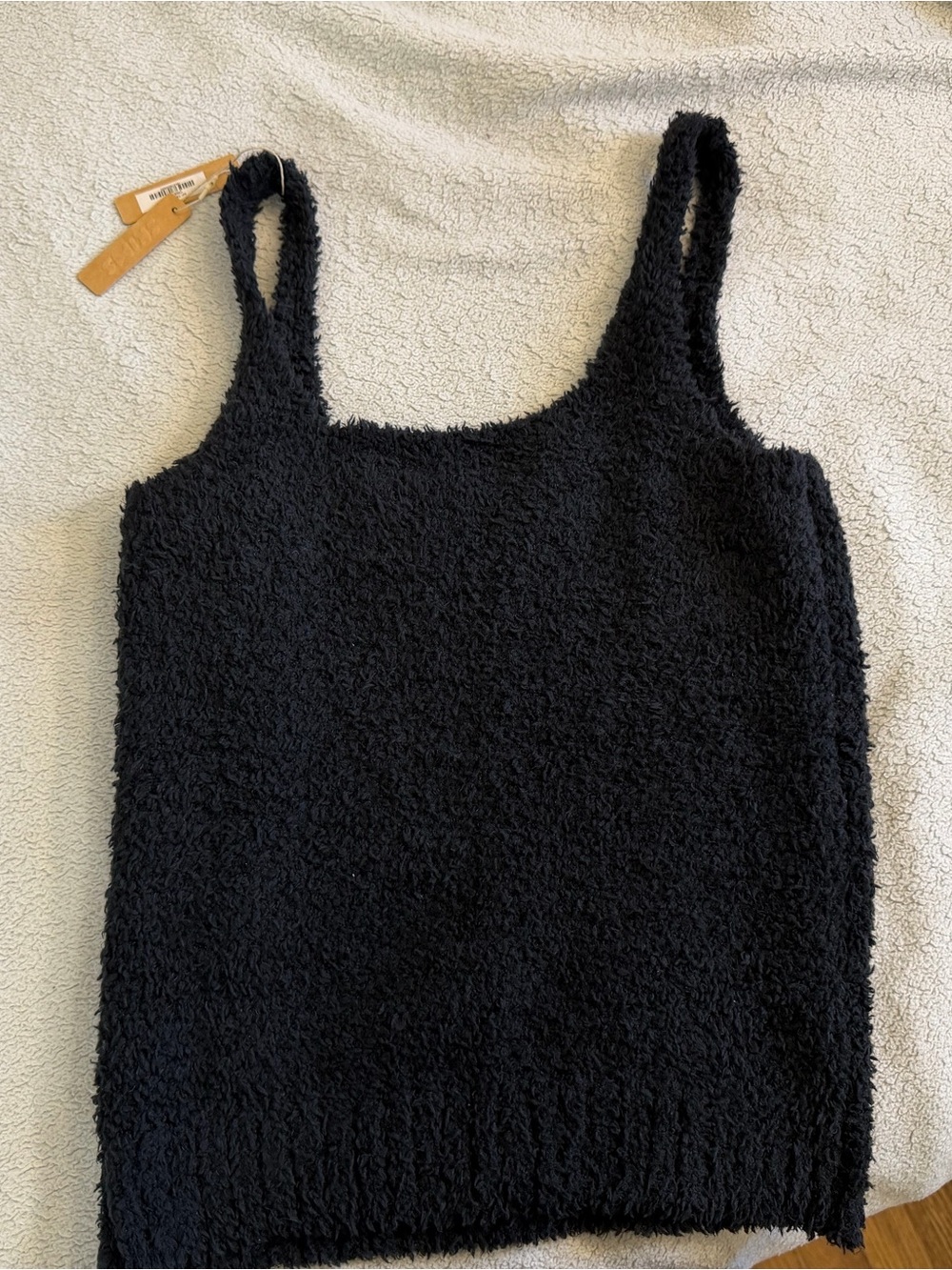 Skims Black Fuzzy Tank Top - Cozy Women’s Top